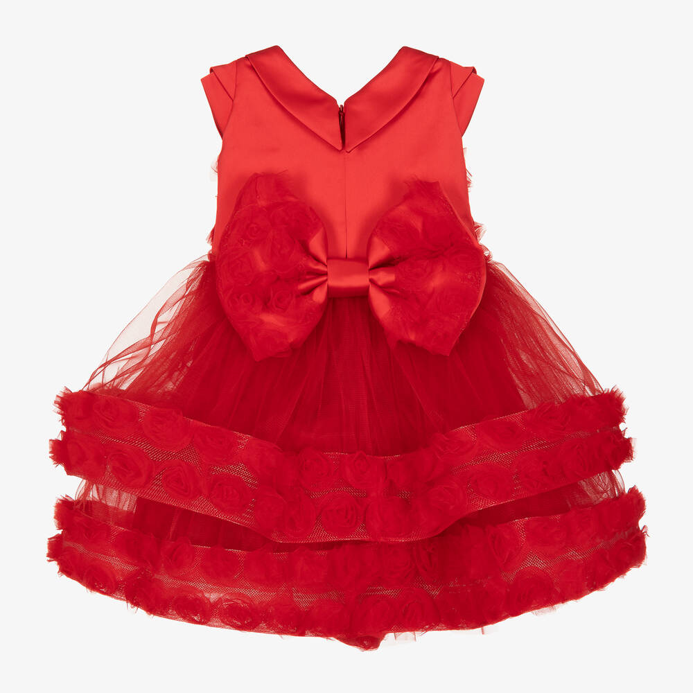 Junona-Baby Girls Red Tulle Rose Dress | Childrensalon Outlet
