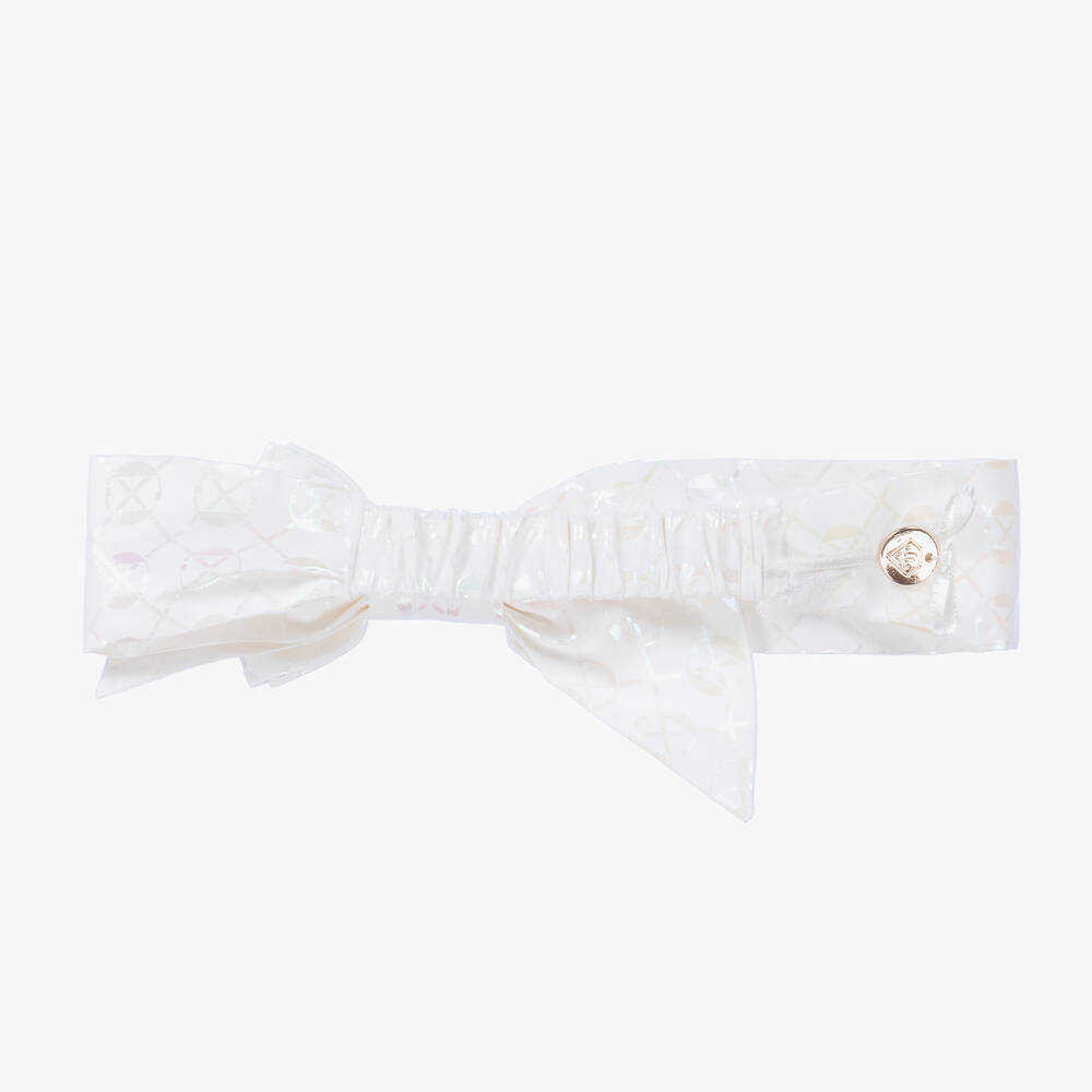 Junona-Baby Girls White Bow Headband | Childrensalon Outlet