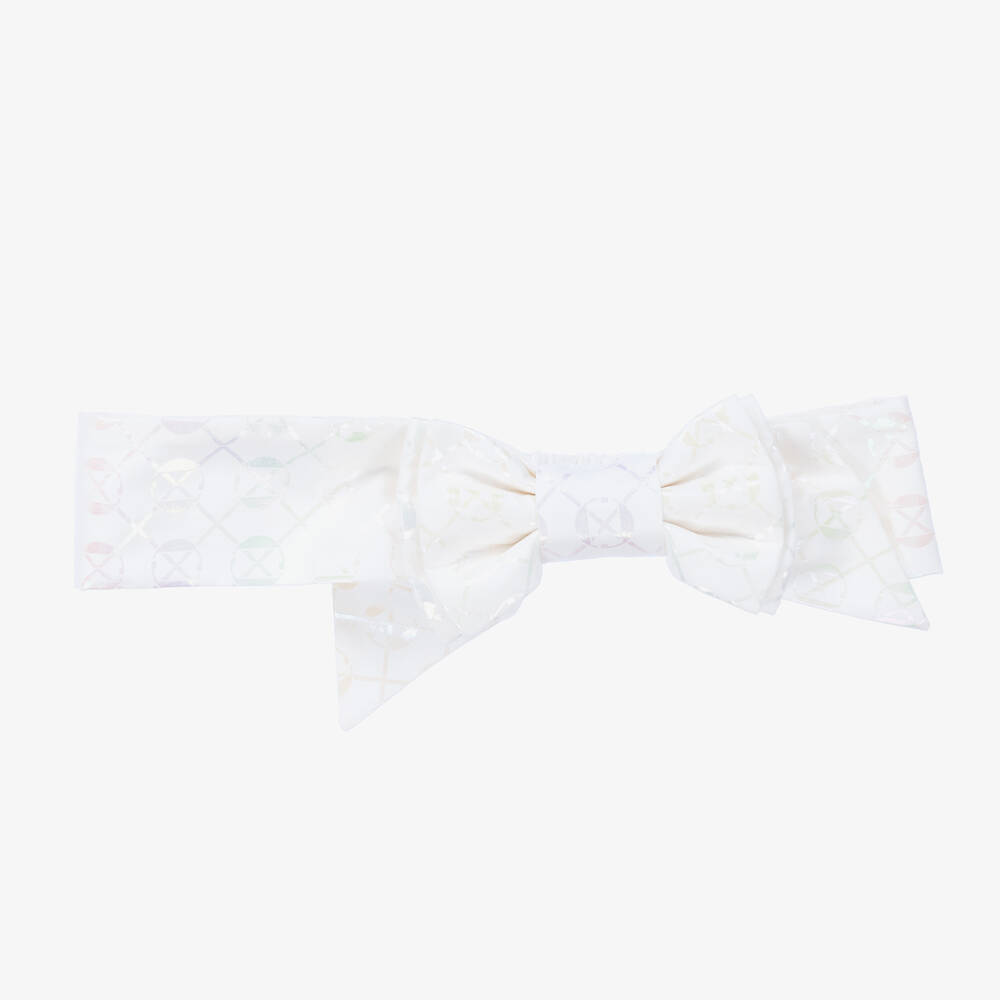 Junona - Baby Girls White Bow Headband | Childrensalon
