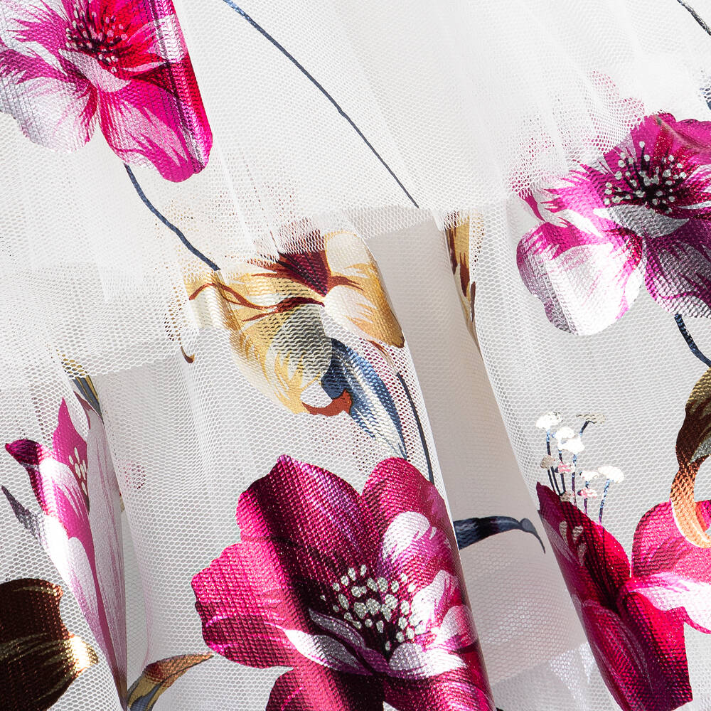 Junona-Baby Girls White Floral Tulle Dress | Childrensalon Outlet