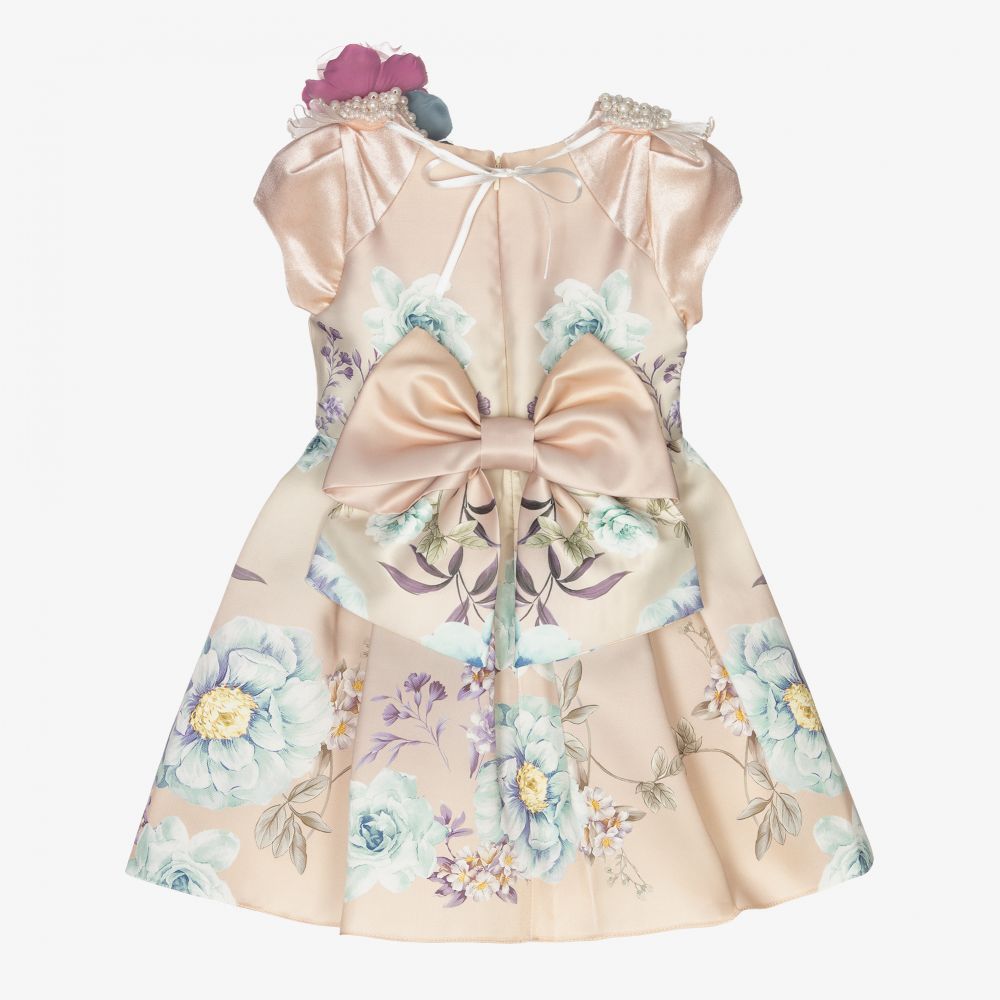Junona-Beige & Blue Floral Dress | Childrensalon Outlet