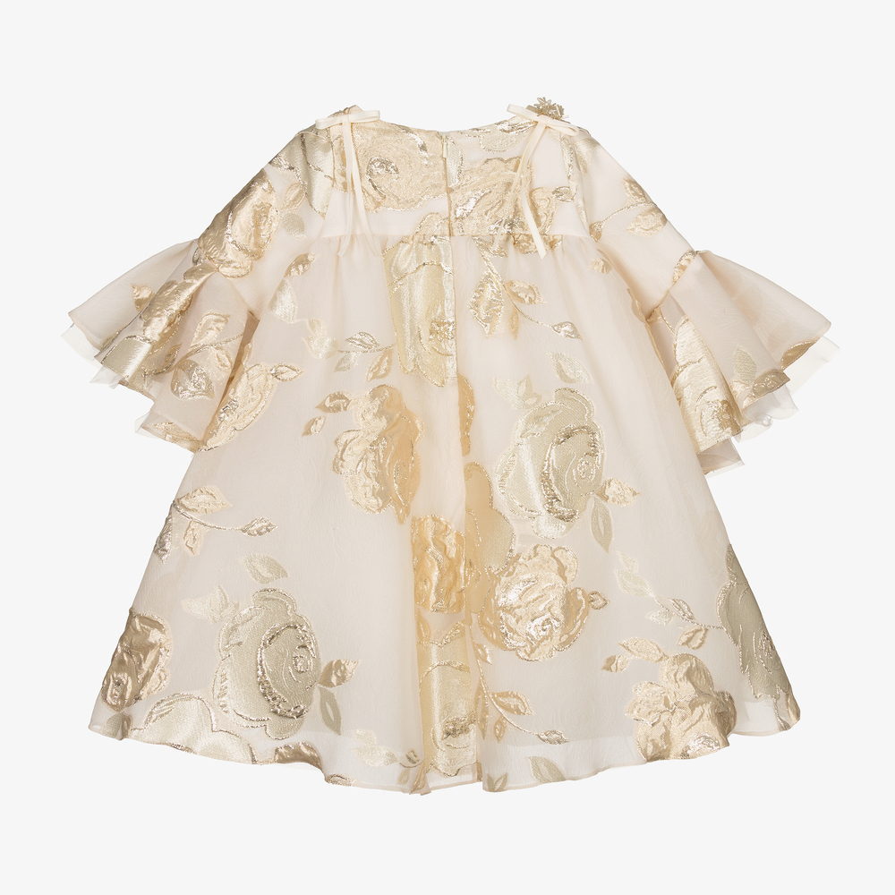 Junona-Золотисто-бежевое платье с вышивкой | Childrensalon Outlet