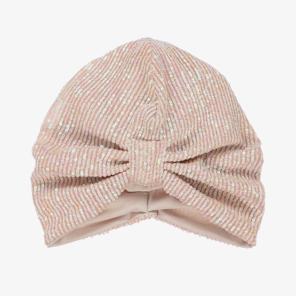 Junona - Beige & Pink Sequinned Turban | Childrensalon