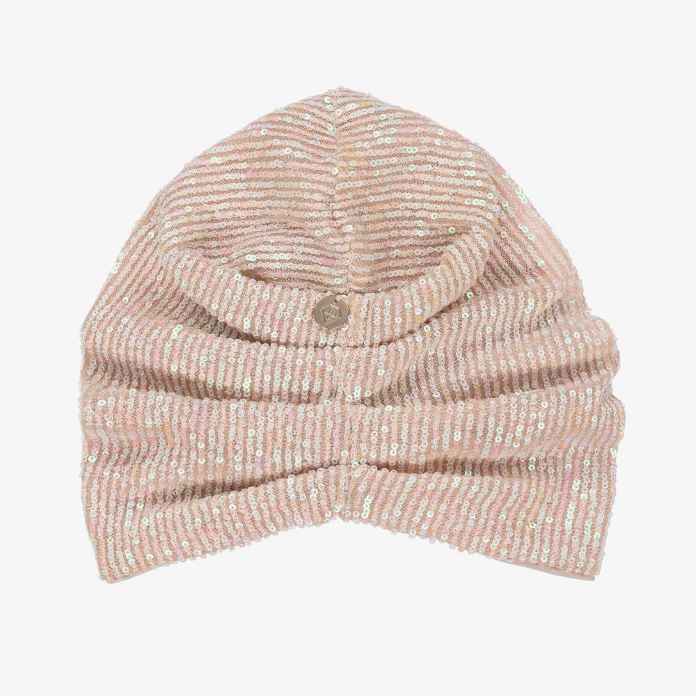 Junona-Beige & Pink Sequinned Turban | Childrensalon Outlet
