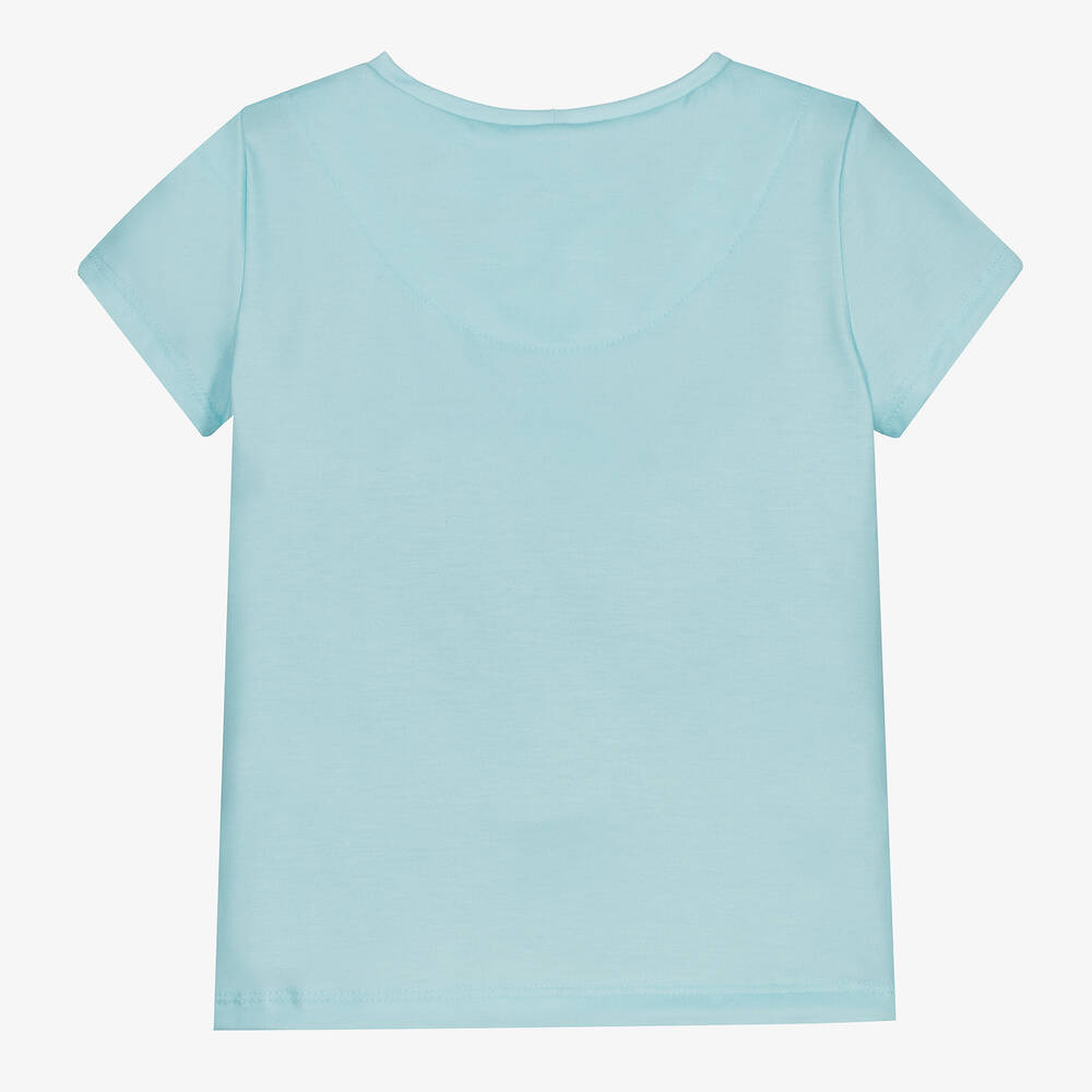 Junona-تيشيرت قطن جيرسي لون أزرق تركواز وزهري للبنات | Childrensalon Outlet
