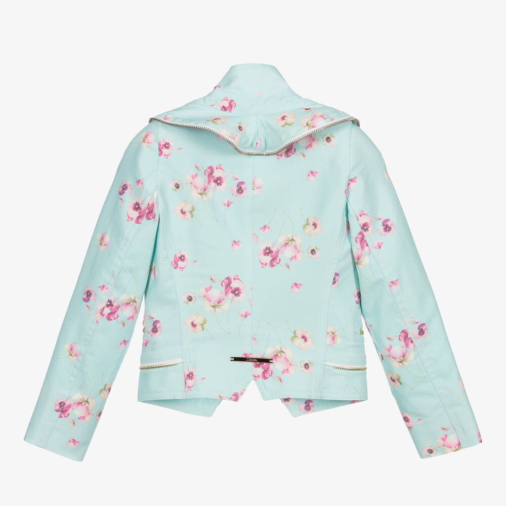 Junona-Голубая хлопковая куртка с цветочным рисунком | Childrensalon Outlet