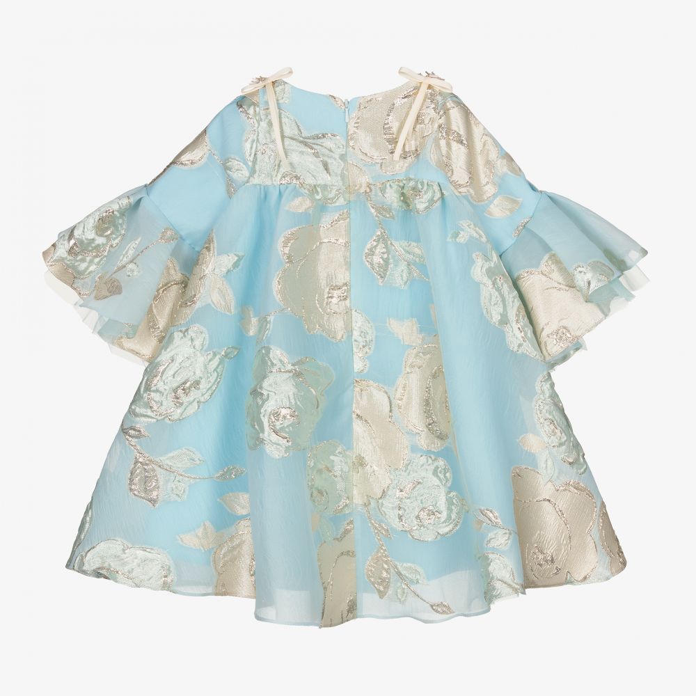 Junona-Золотисто-голубое жаккардовое платье | Childrensalon Outlet
