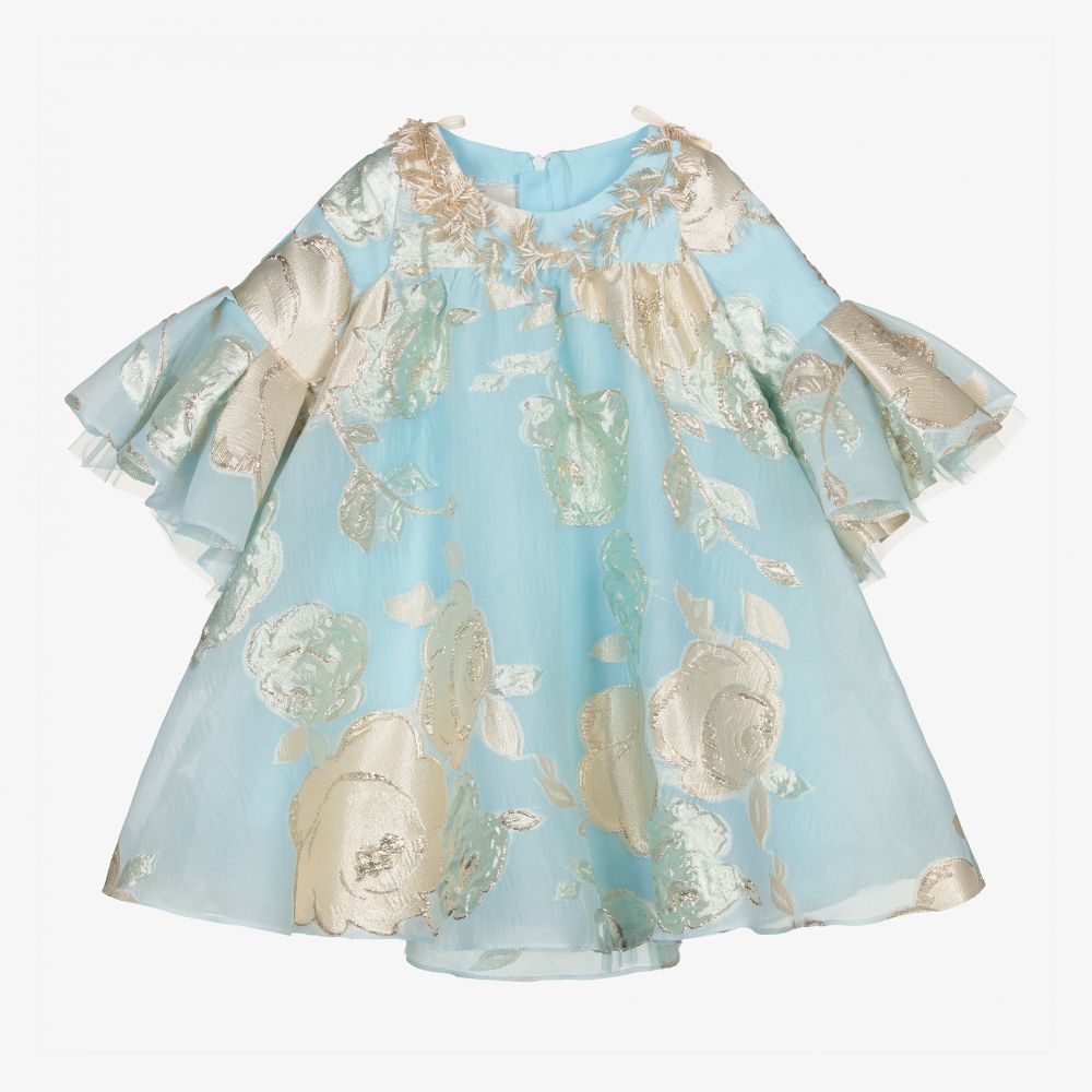 Junona - Золотисто-голубое жаккардовое платье | Childrensalon