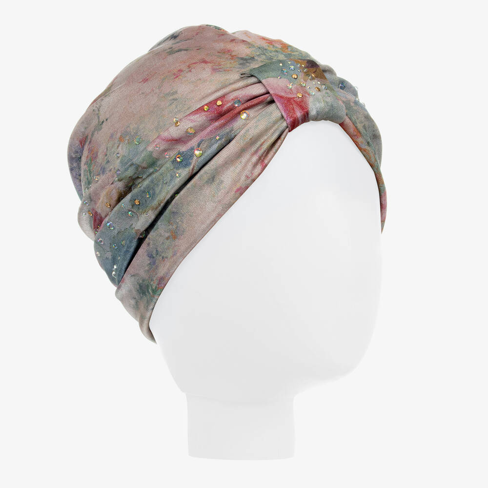 Junona-Blue & Pink Floral Turban | Childrensalon Outlet