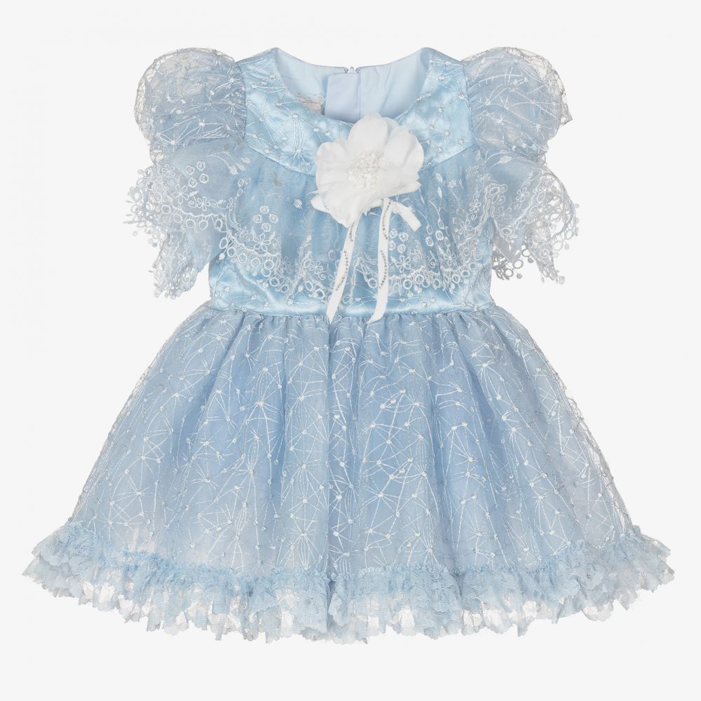 Junona - طقم فستان تول ودانتيل لون أزرق باهت | Childrensalon