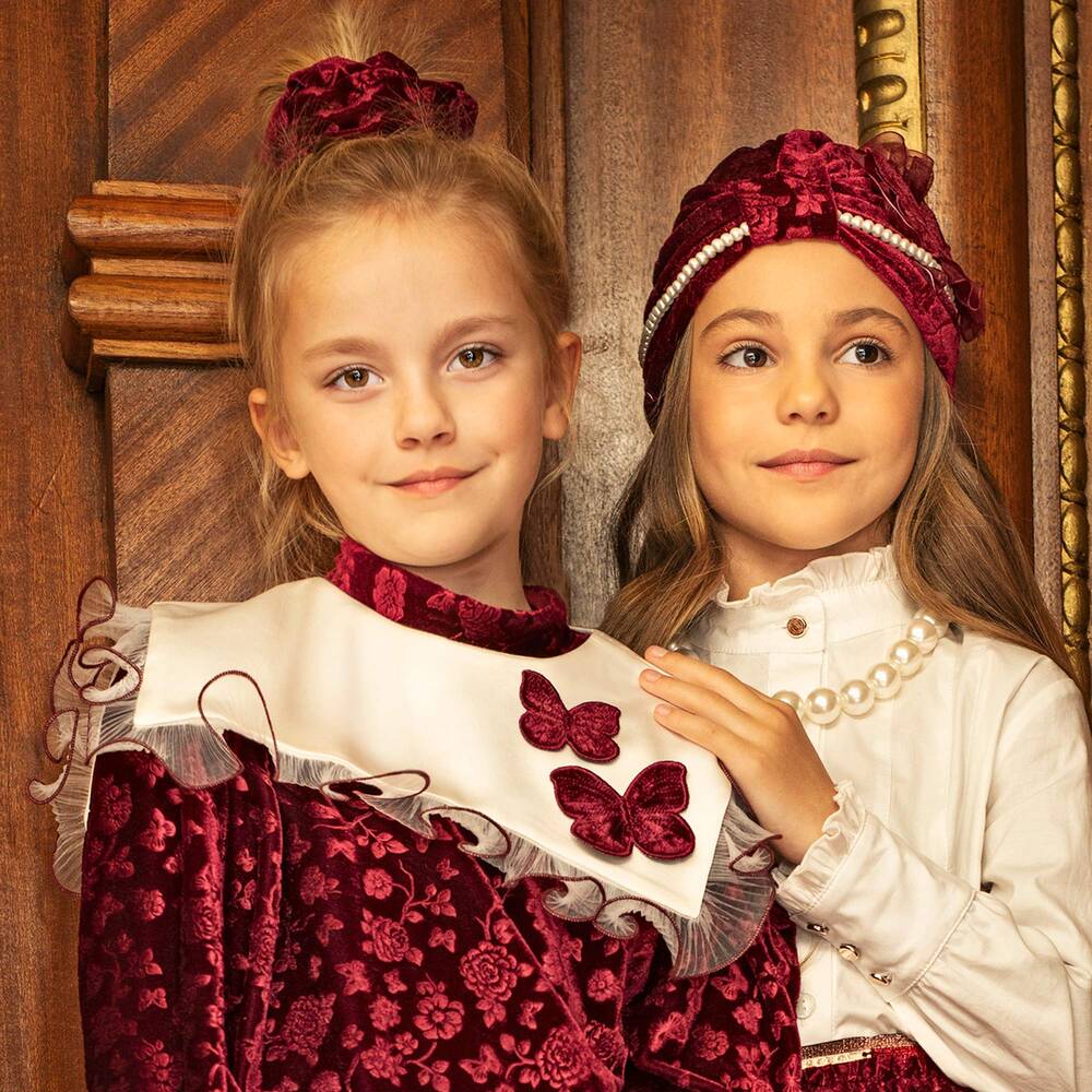 Junona-Burgundy Red Velvet Scrunchie | Childrensalon Outlet
