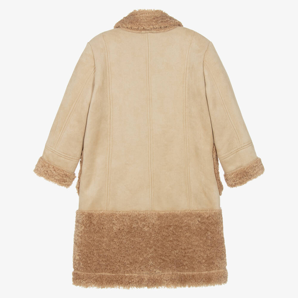 Junona-Girls Beige Faux Shearling Coat | Childrensalon Outlet