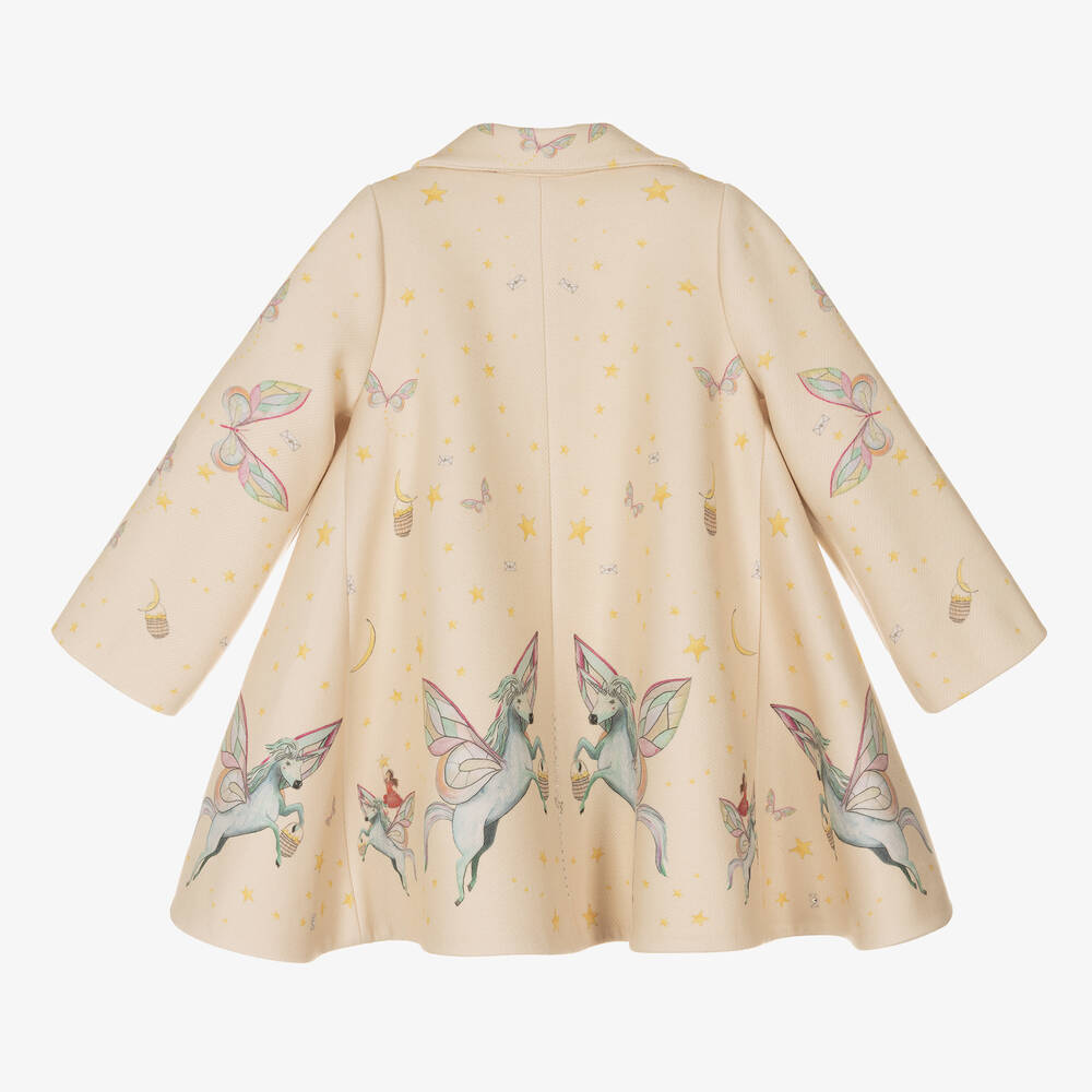 Junona - Girls Beige Unicorns Coat | Childrensalon Outlet