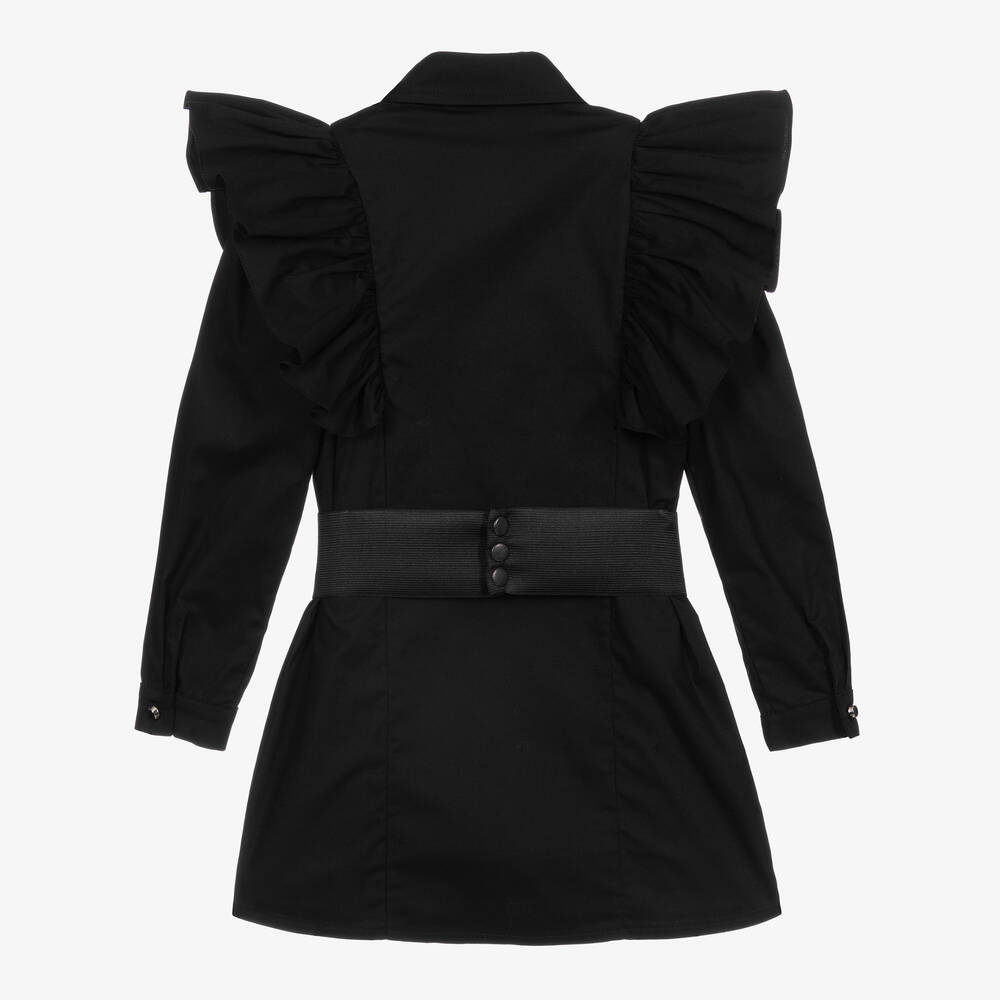 Junona-Girls Black Cotton Shirt Dress | Childrensalon Outlet