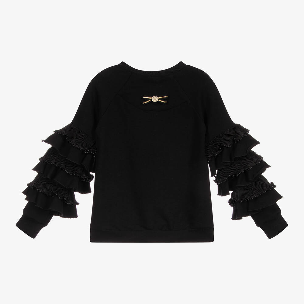 Junona-Girls Black Cotton Sweater | Childrensalon Outlet
