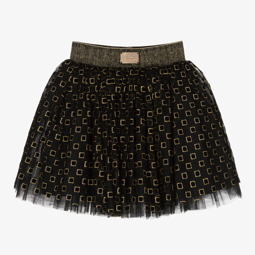 Junona - Girls Black & Gold Tulle Skirt | Childrensalon