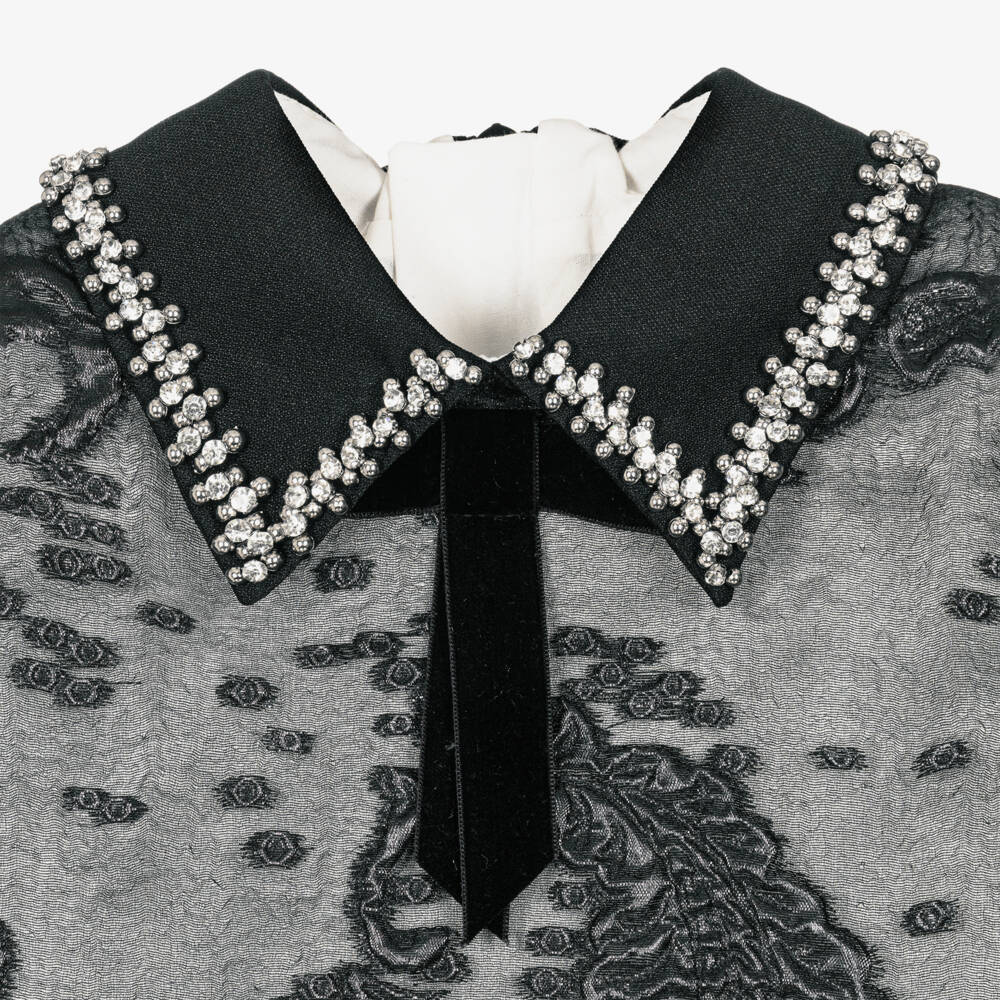 Junona-Girls Black Jacquard Organza Dress | Childrensalon Outlet