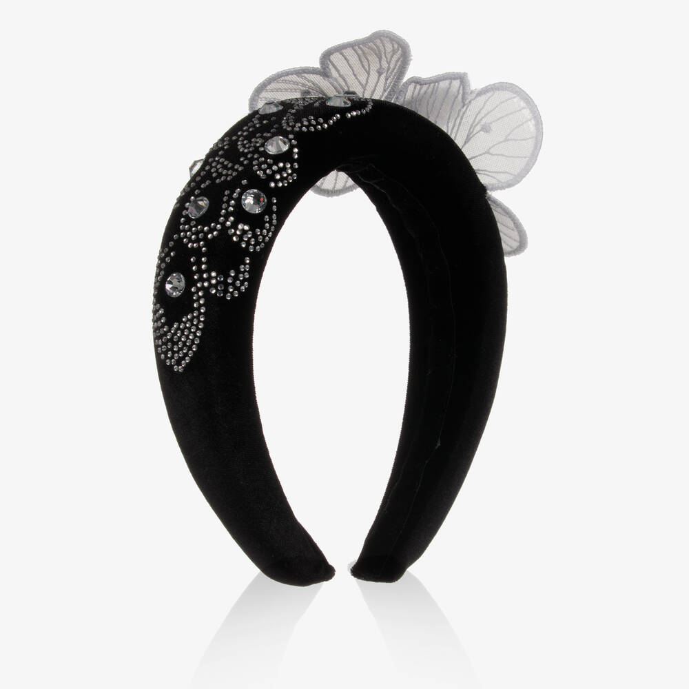 Junona - Girls Black Velvet Hairband  | Childrensalon