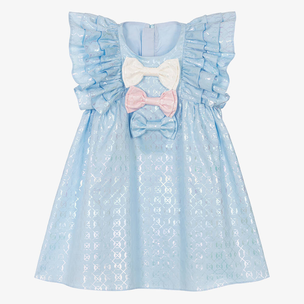 Junona-Girls Blue Bows Dress | Childrensalon Outlet