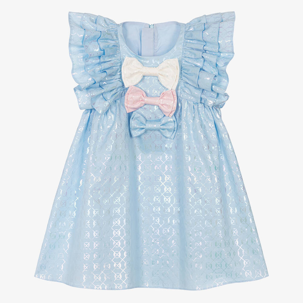 Junona - Robe bleue à nœud fille | Childrensalon