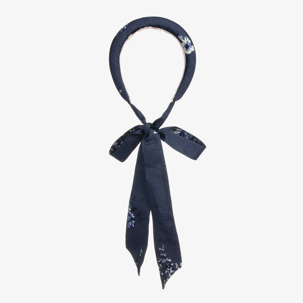 Junona - Blauer Chambray-Blumenhaarreif | Childrensalon