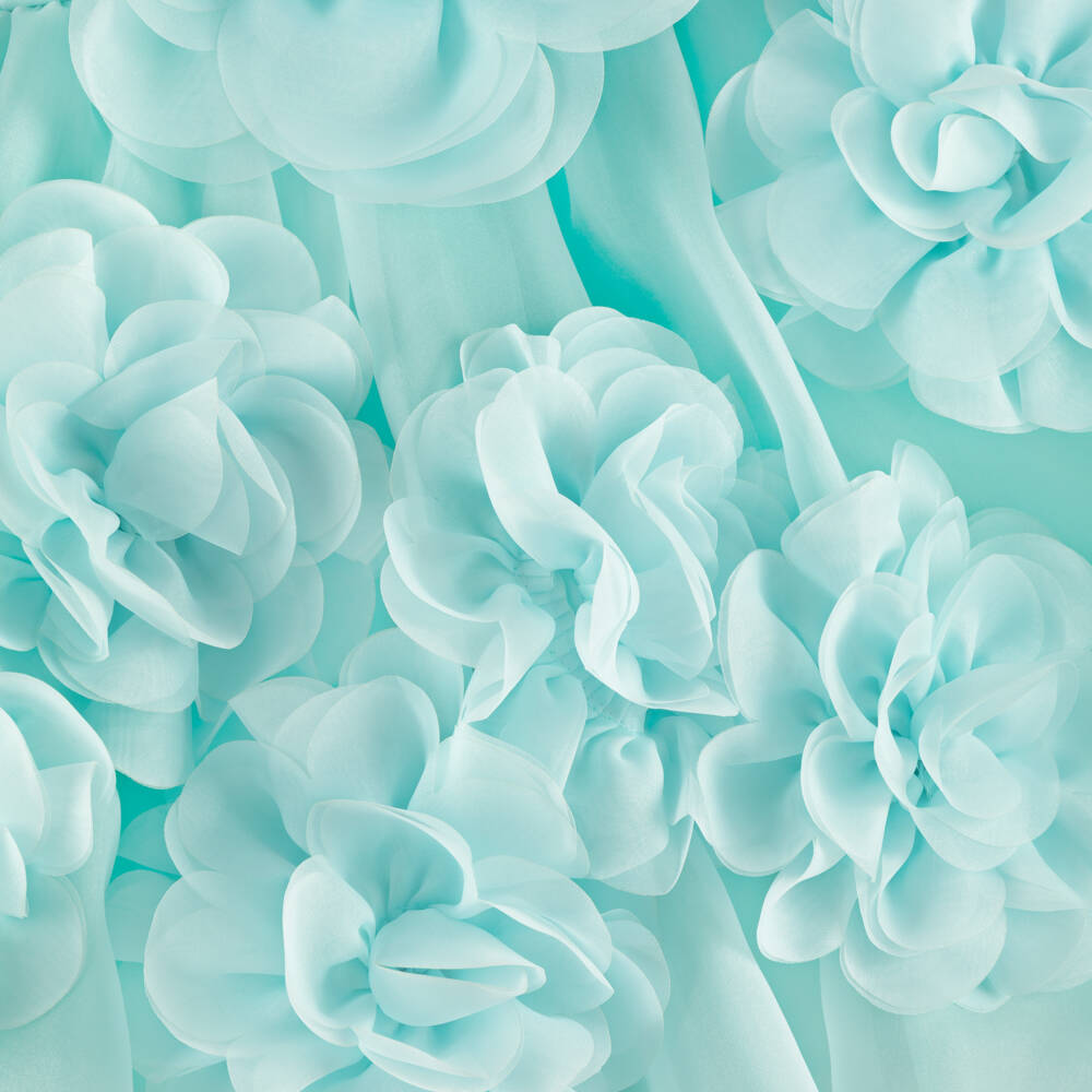 Junona-Girls Blue Floral Organza Dress | Childrensalon Outlet