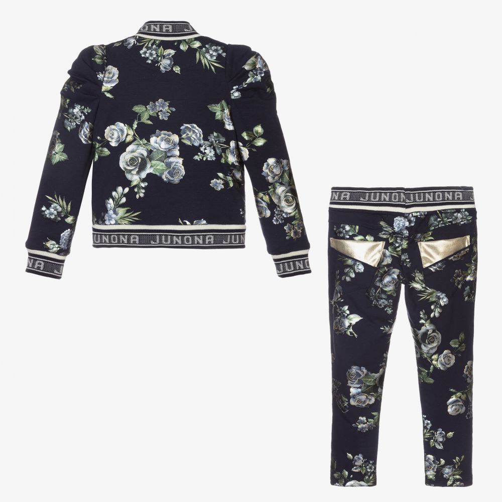 Junona-Синий спортивный костюм с цветами для девочек | Childrensalon Outlet