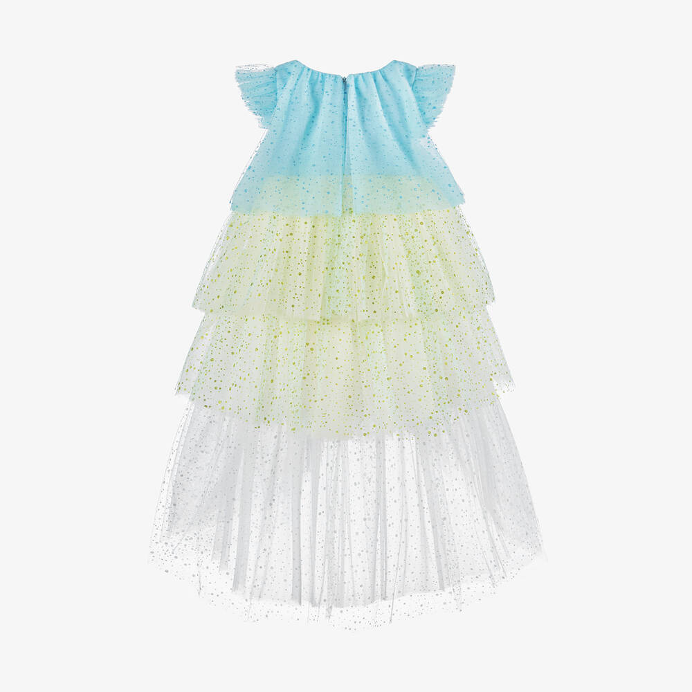 Junona-Girls Blue Glitter Ombré Waterfall Dress | Childrensalon Outlet