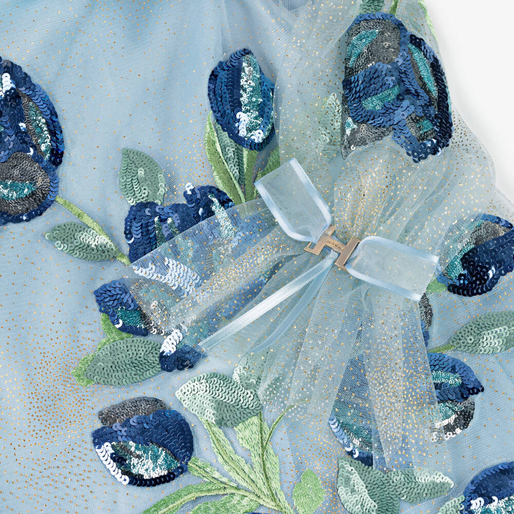 Junona-فستان أزرق للبنات مزين بالترتر والتطريز | Childrensalon Outlet