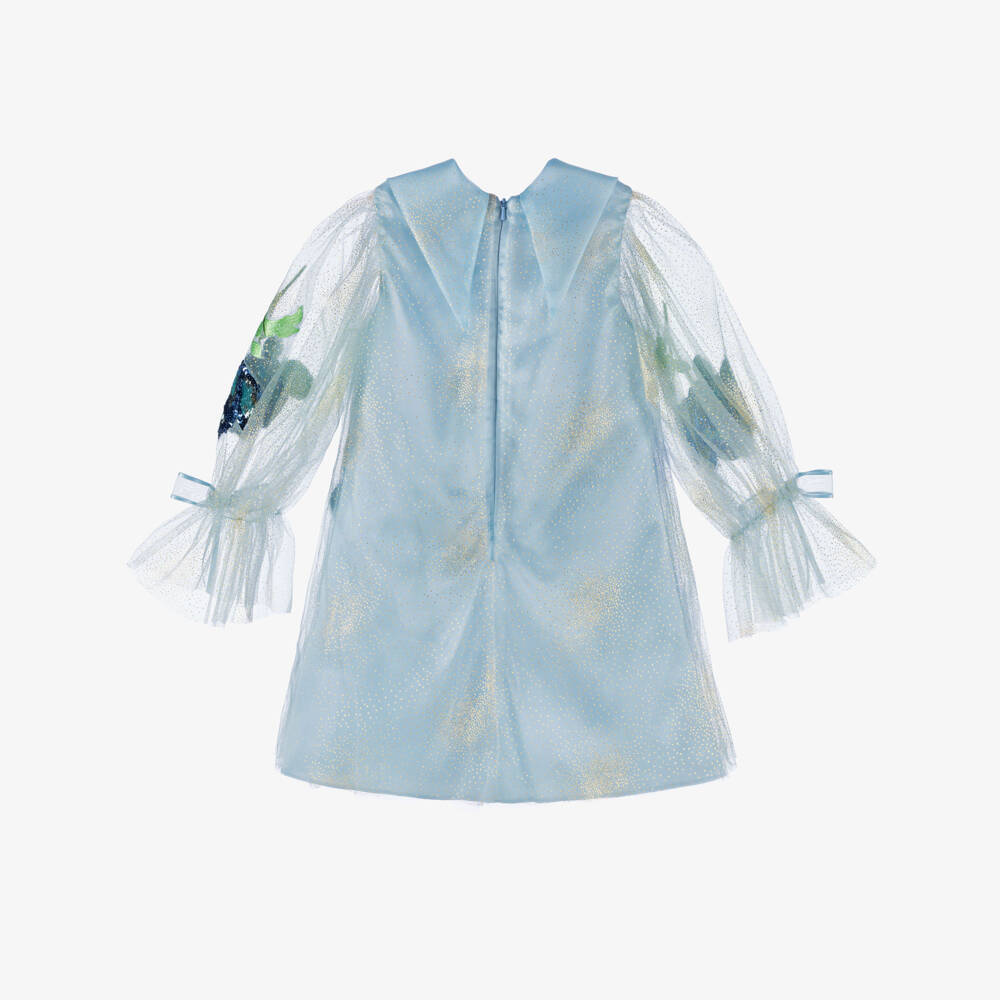 Junona-فستان أزرق للبنات مزين بالترتر والتطريز | Childrensalon Outlet