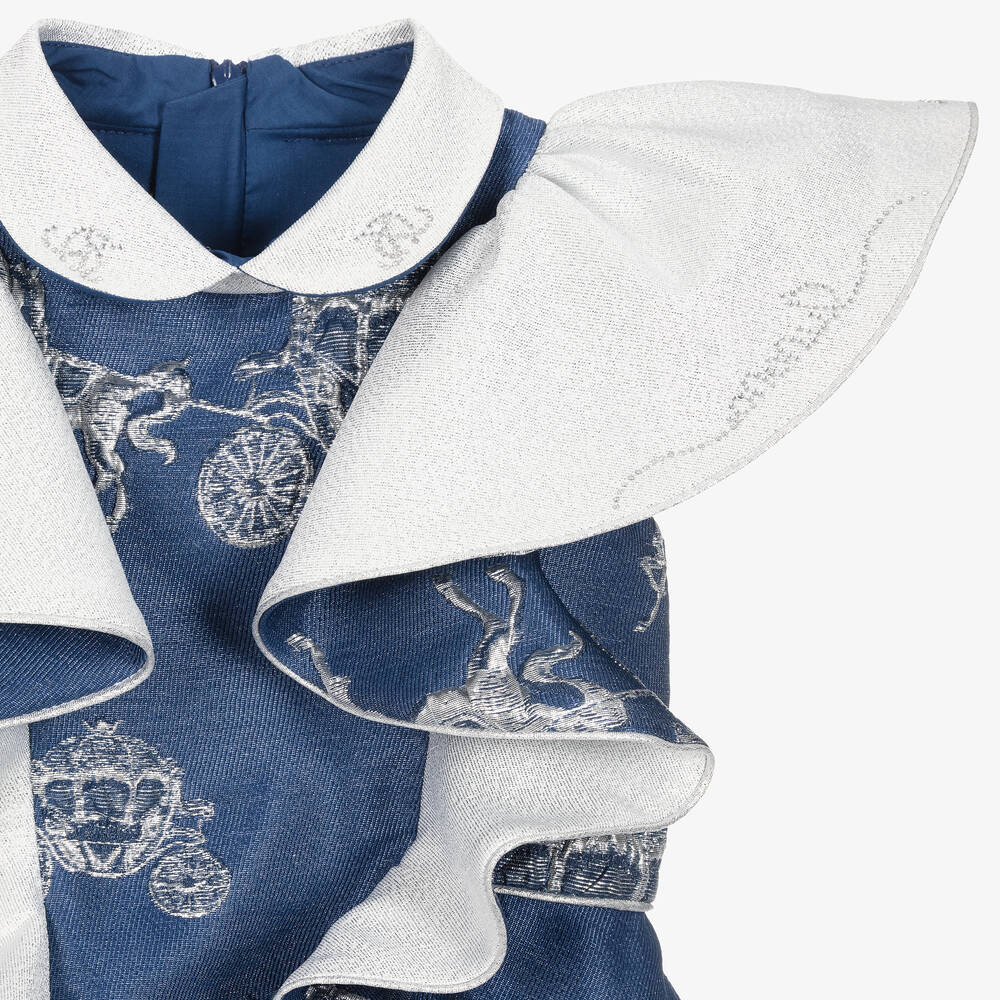 Junona-فستان جاكارد لون أزرق وفضّي | Childrensalon Outlet