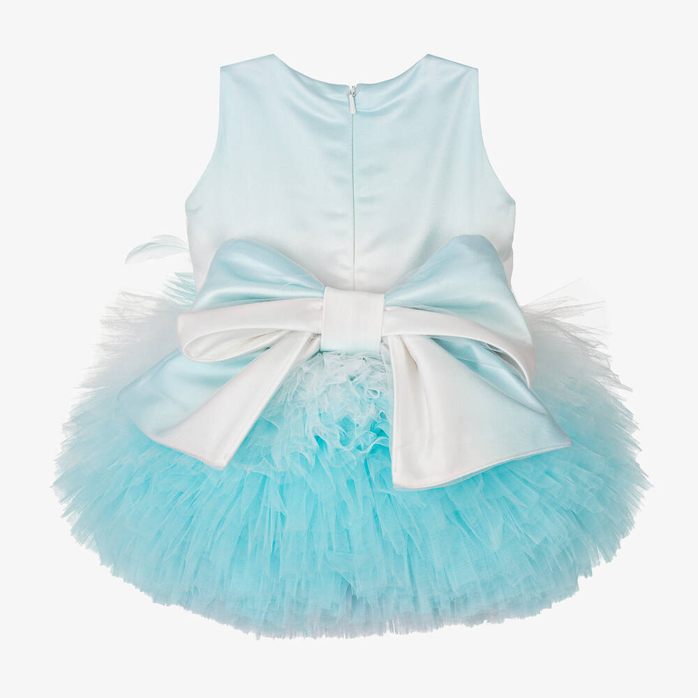 Junona-Girls Blue Tulle Flower Dress | Childrensalon Outlet