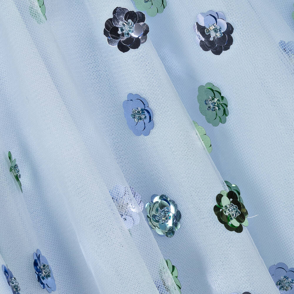 Junona-Girls Blue Tulle & Sequin Flower Skirt | Childrensalon Outlet