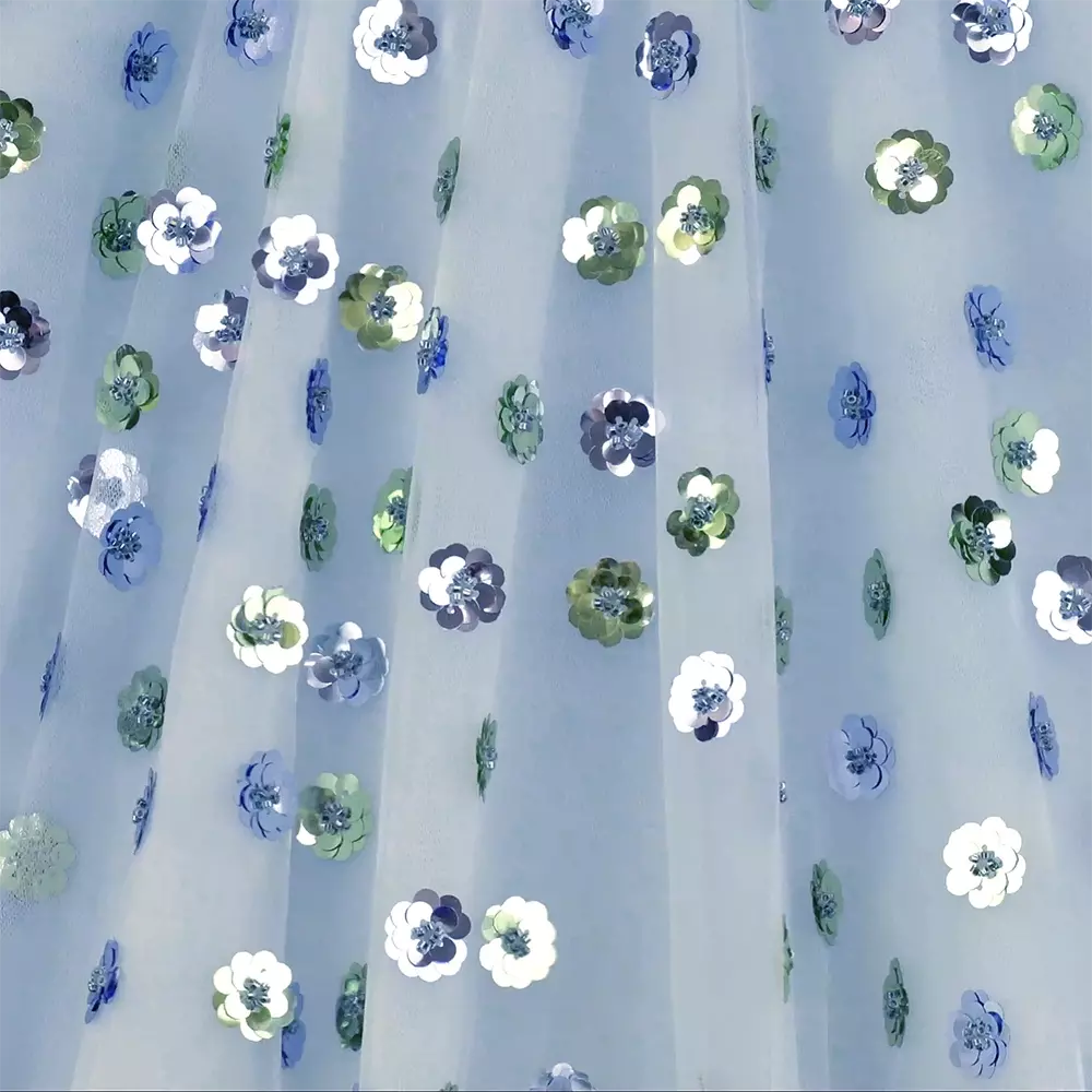 Junona-Girls Blue Tulle & Sequin Flower Skirt | Childrensalon Outlet