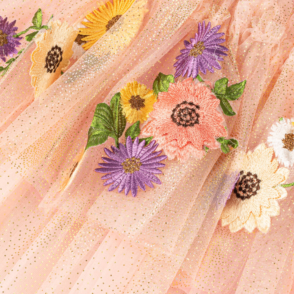 Junona-Girls Blush Floral Tulle Embro Skirt | Childrensalon Outlet