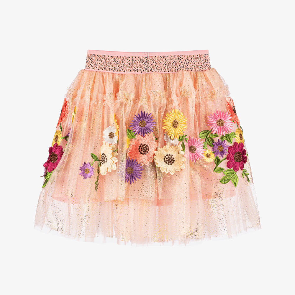 Junona-Girls Blush Floral Tulle Embro Skirt | Childrensalon Outlet