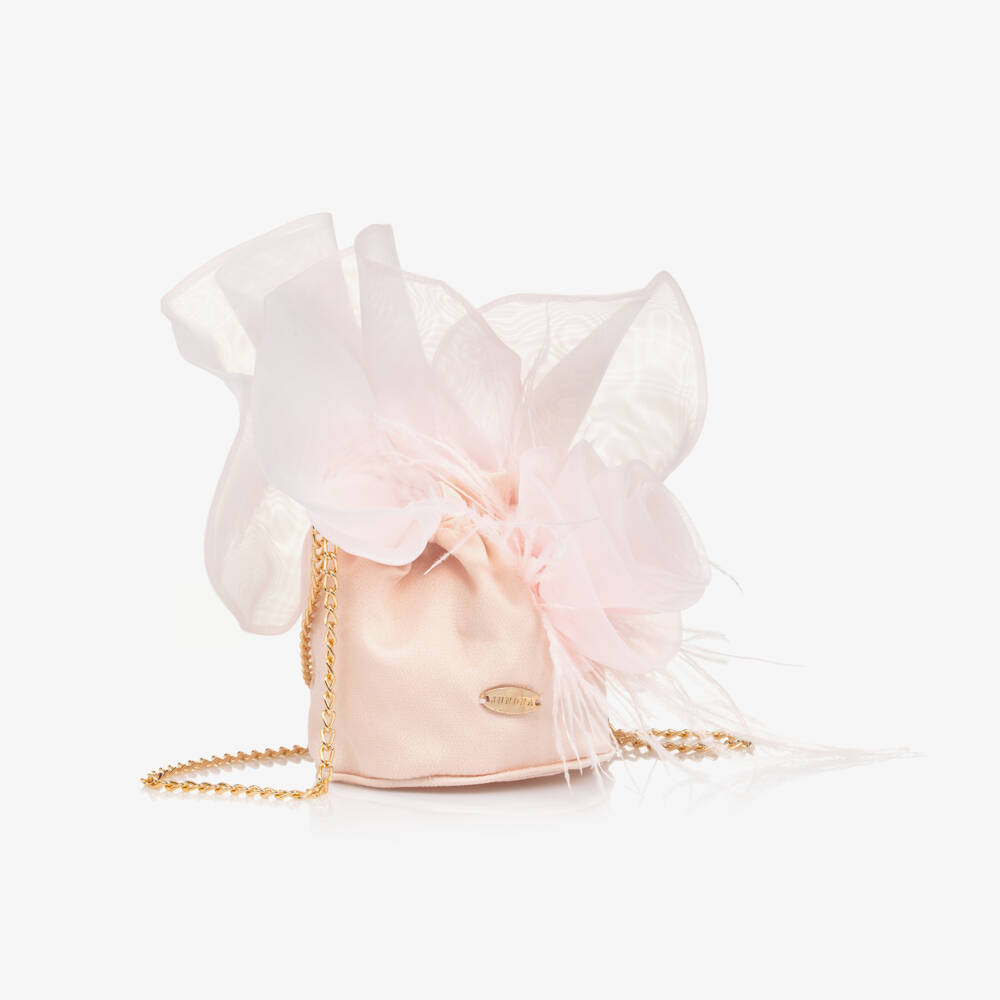 Junona-Girls Blush Ostrich Feather Pouch | Childrensalon Outlet