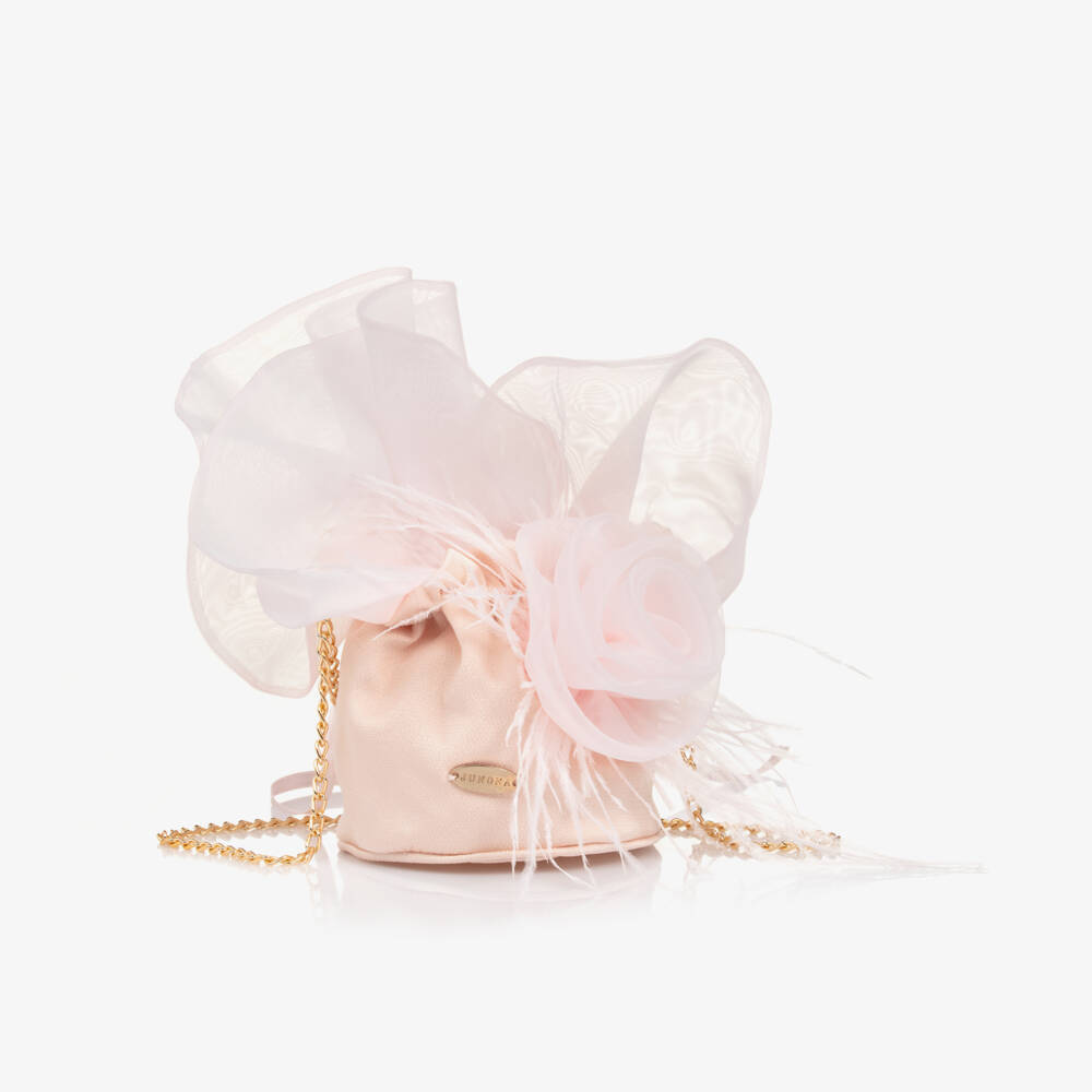 Junona-Girls Blush Ostrich Feather Pouch | Childrensalon Outlet