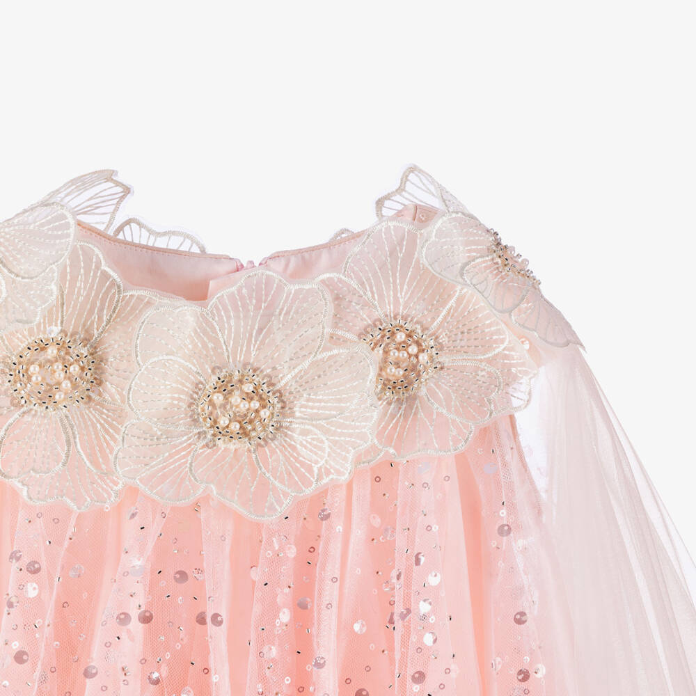 Junona-Girls Blush Sequin Tulle Gown | Childrensalon Outlet