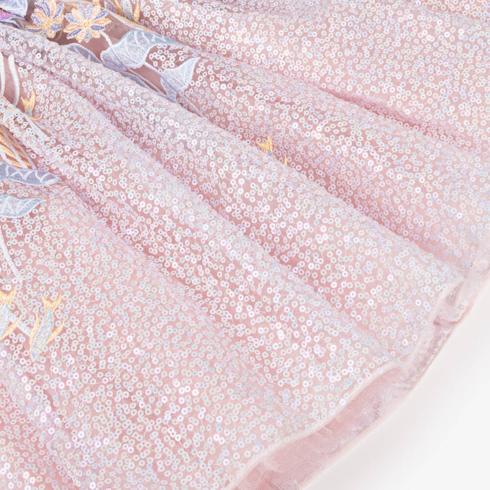 Junona-Girls Blush Tulle Floral Dress | Childrensalon Outlet