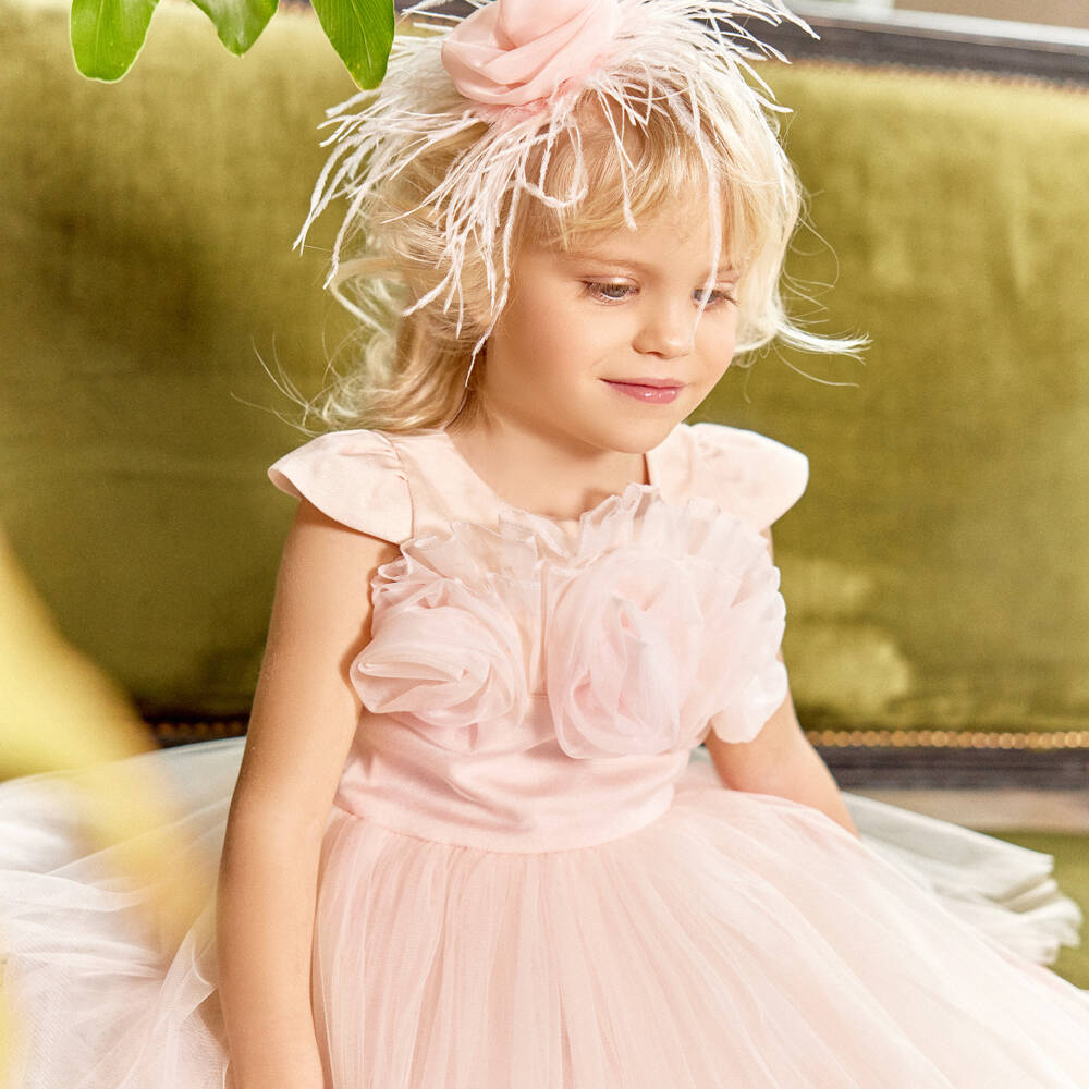 Junona-Girls Blush Tulle Gown | Childrensalon Outlet