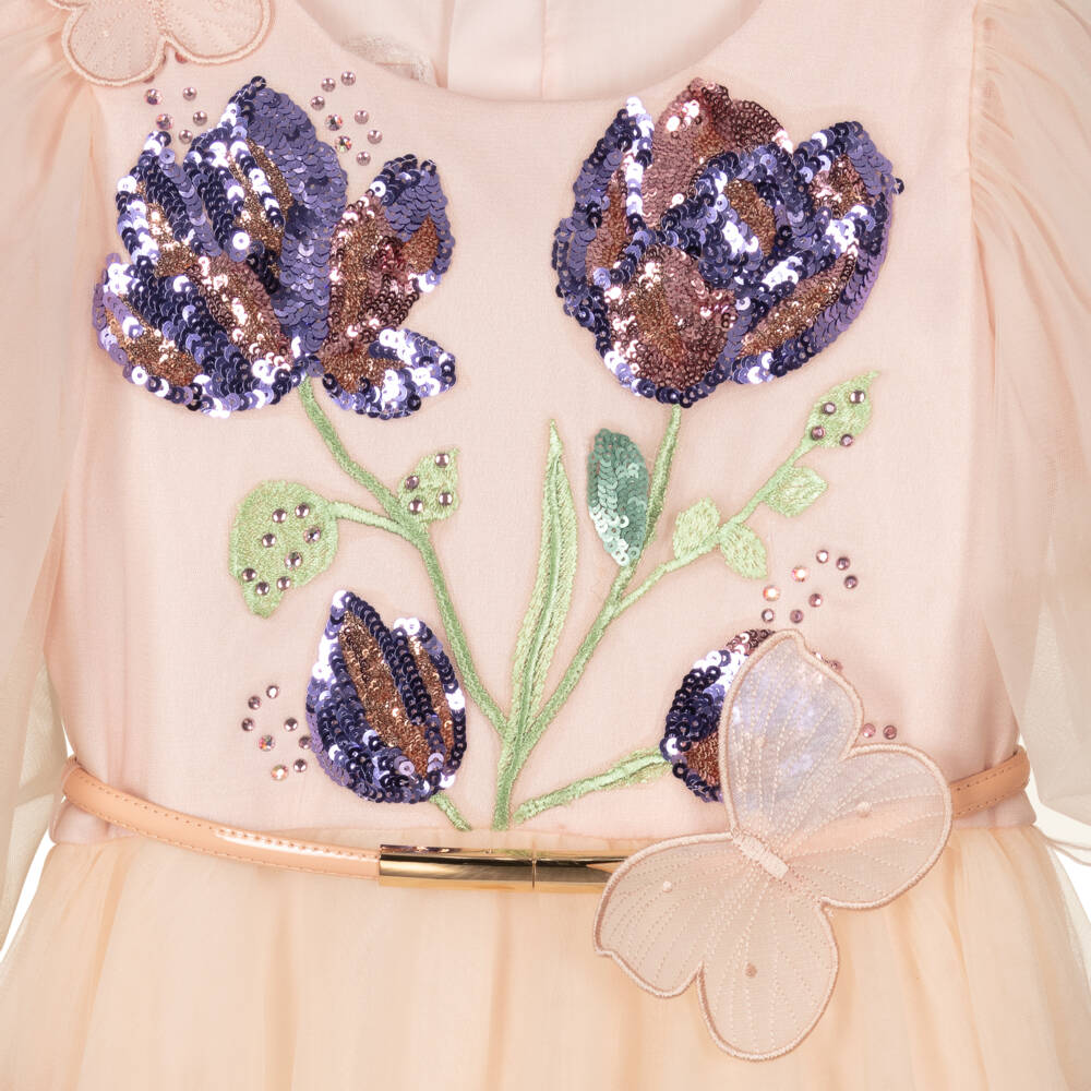 Junona-Платье из румяного тюля с пайетками для девочек | Childrensalon Outlet