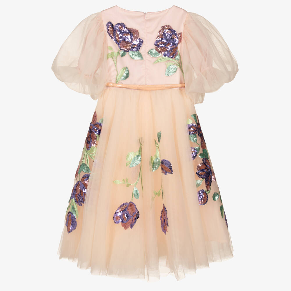Junona-Платье из румяного тюля с пайетками для девочек | Childrensalon Outlet