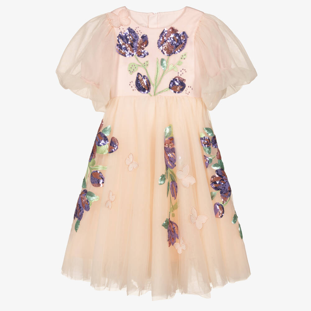 Junona-Платье из румяного тюля с пайетками для девочек | Childrensalon Outlet
