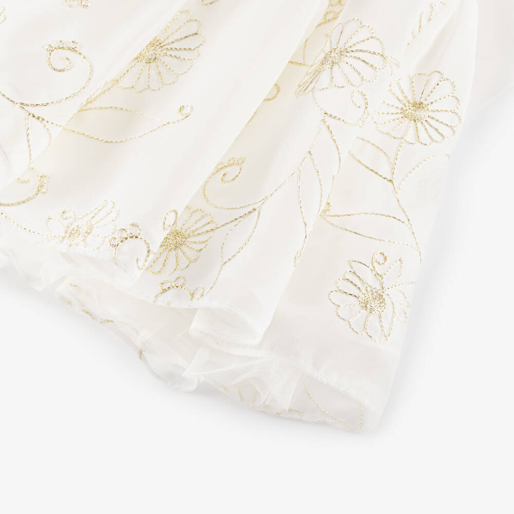 Junona-Girls Chiffon & Gold Embroidered Gown | Childrensalon Outlet