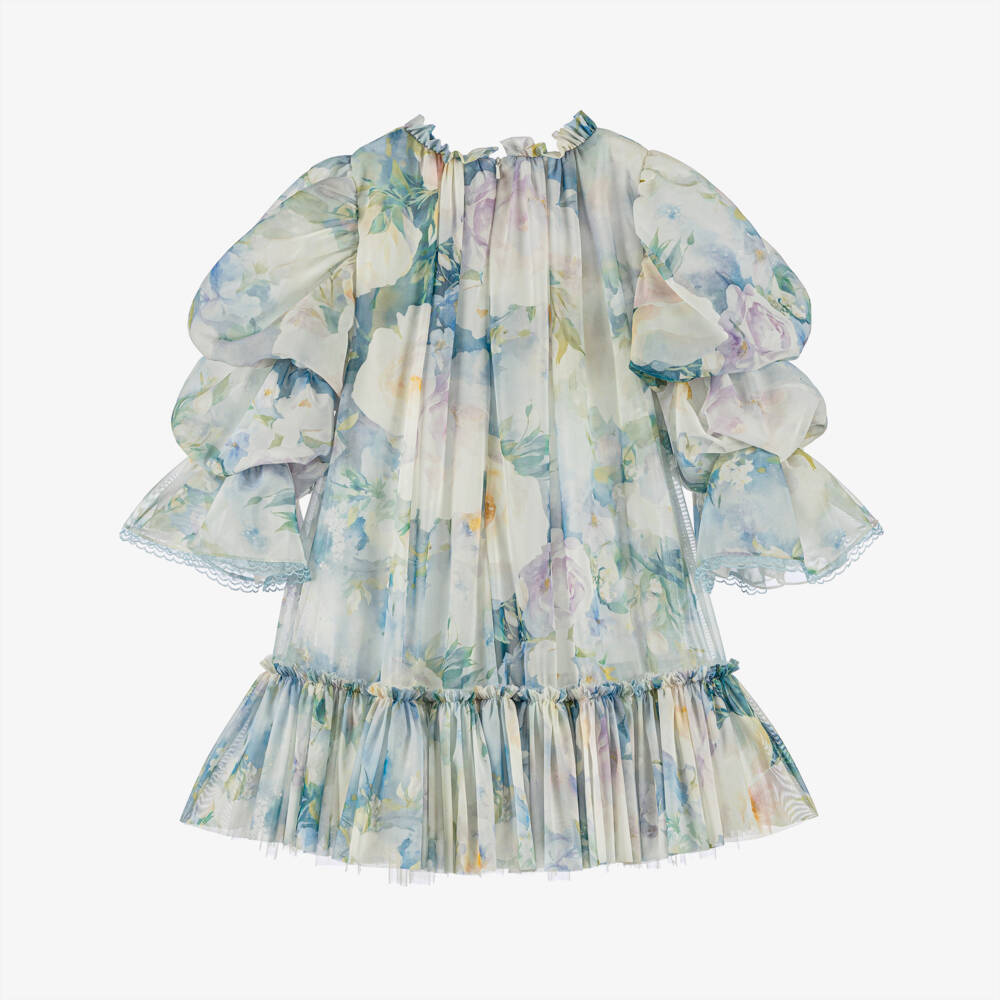 Junona-Girls Elegant Blue Blossom Gown | Childrensalon Outlet