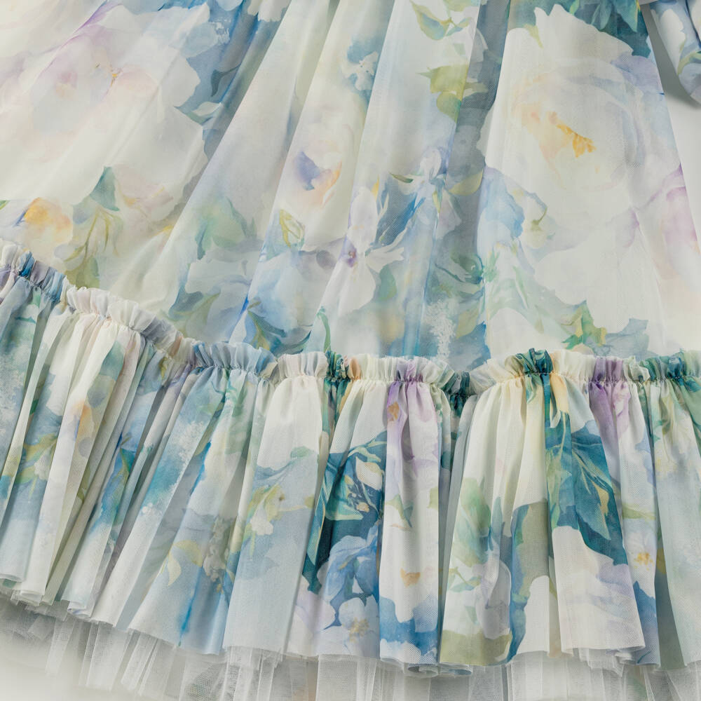 Junona-Girls Elegant Blue Blossom Gown | Childrensalon Outlet