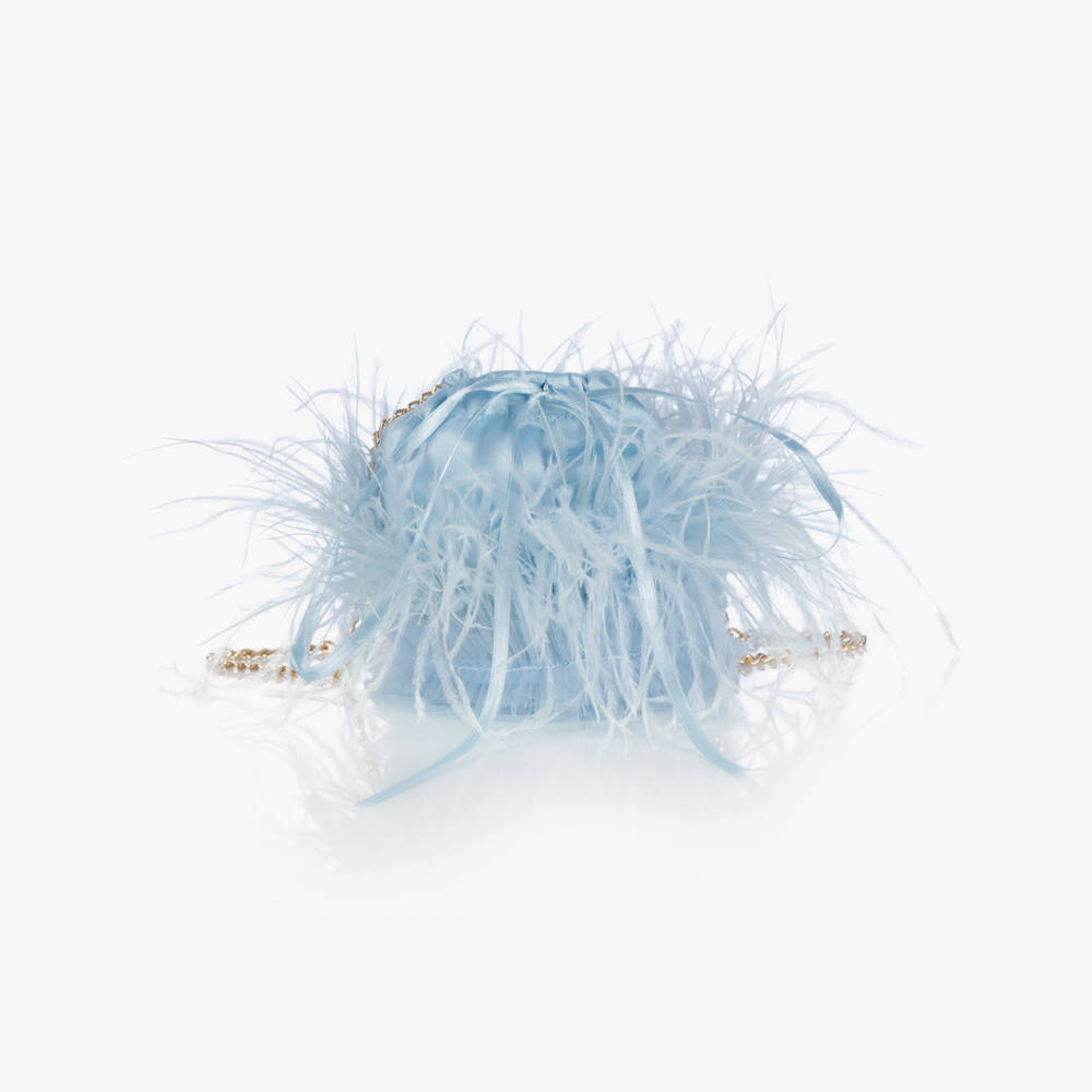 Junona-حقيبة أنيقة باللون الأزرق مع ريش للبنات | Childrensalon Outlet