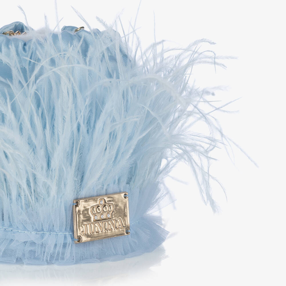 Junona-حقيبة أنيقة باللون الأزرق مع ريش للبنات | Childrensalon Outlet