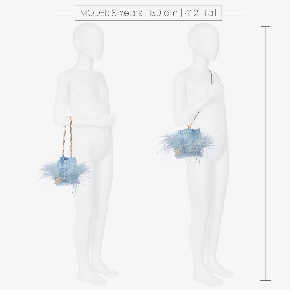 Junona-حقيبة أنيقة باللون الأزرق مع ريش للبنات | Childrensalon Outlet